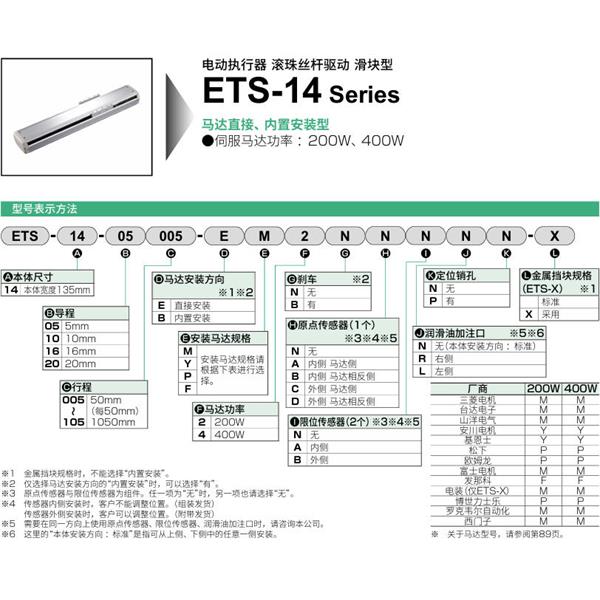 CKD喜開理電動執(zhí)行器（無馬達(dá)型）滑塊型ETS-14-20015-EM2NNNNN