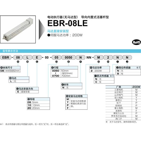 CKD喜開理電動執(zhí)行器（無馬達(dá)型）滑塊型EBR-08LE-00-050050NNN-M2NN