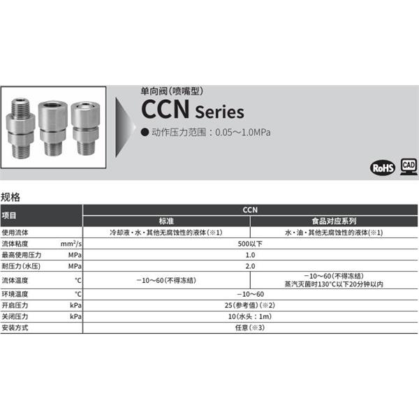 CKD喜開理單向閥（噴嘴型）CCN-10F-B-FP2
