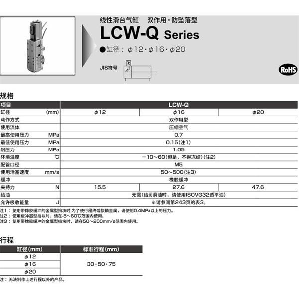 CKD喜開理線性滑臺氣缸LCW-Q-12-75-HL-A