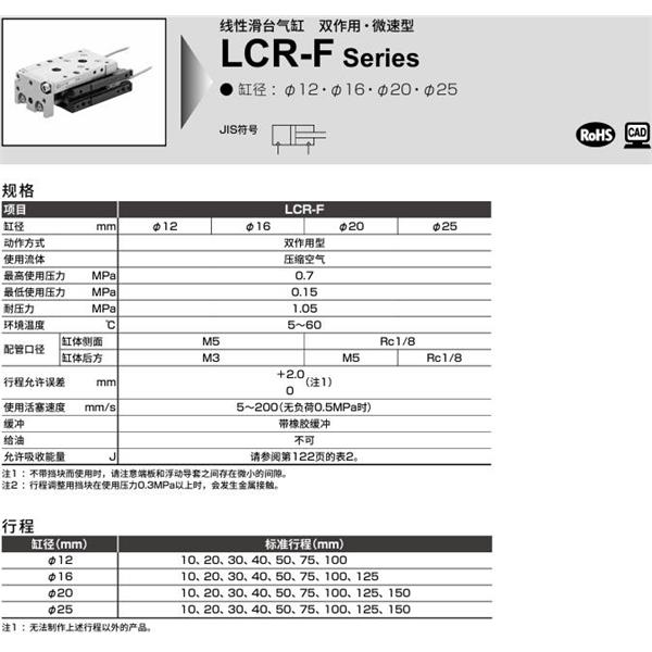 CKD喜開理線性滑臺氣缸LCR-F-25-50-F2H1-R-S506DTN
