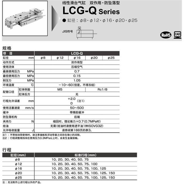 CKD喜開理線性滑臺(tái)氣缸LCG-Q-8-20-S2
