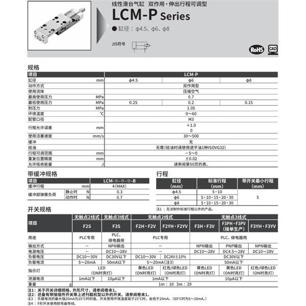 CKD喜開(kāi)理線性滑臺(tái)氣缸LCM-P-6-15-L-F2H-R-J2