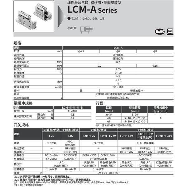 CKD喜開理線性滑臺氣缸LCM-A-6-10-R-J2