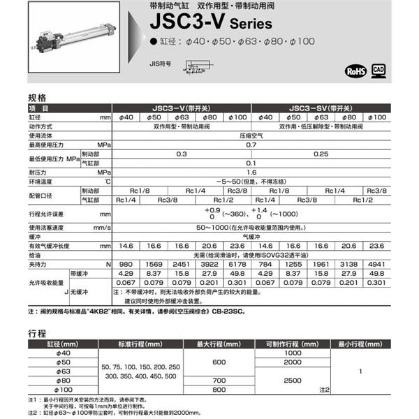 CKD喜開理帶制動器氣缸JSC3-VL2-TB-40B-50-1-H0-R-SI