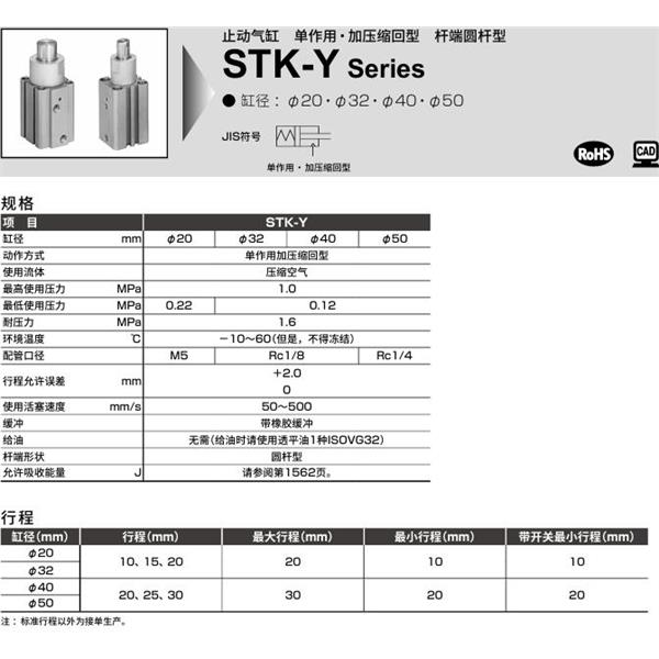CKD喜開理止動氣缸STK-JY1-50-25-T0H-R-N11