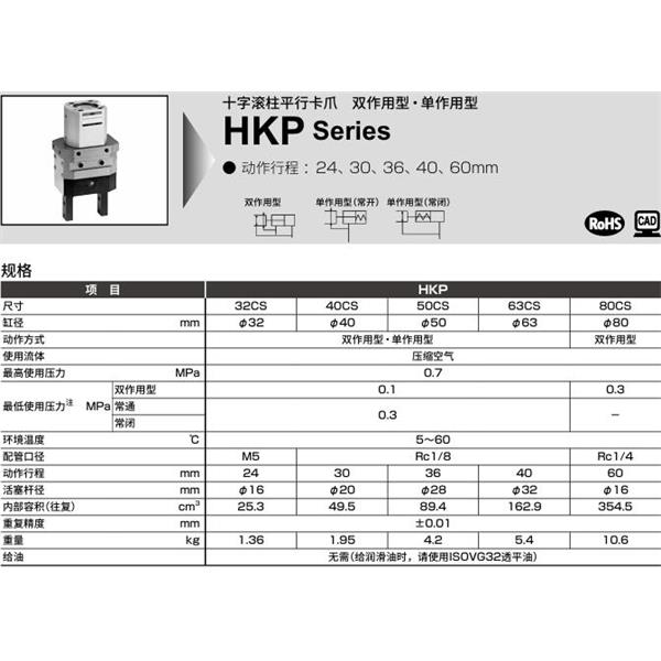 CKD喜開理十字滾柱平行卡爪HKP-32CS-G