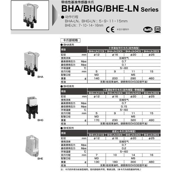 CKD喜開理帶線性基準傳感器卡爪BHG-LN-04CS-10HCLDSDN