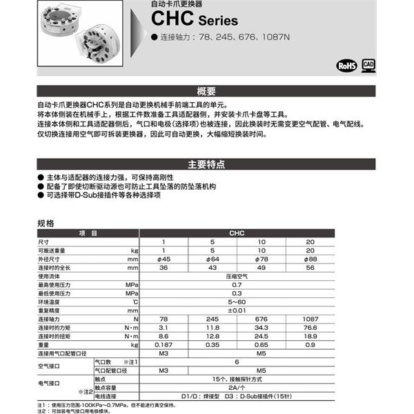 CKD喜開理自動(dòng)卡爪更換器自動(dòng)卡爪更換器CHC-20R-D1