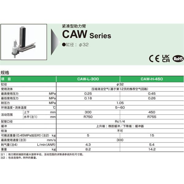 CKD喜開理緊湊型機械臂CAW-H-450-BD40
